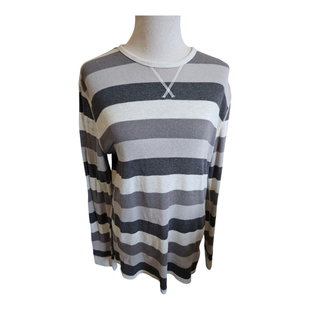 Mossimo Mens Striped Long Sleeve Waffle Knit Shirt Size XL.